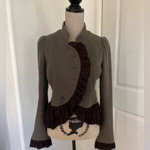 FREE PEOPLE Boho Steampunk Ruffle Jacket Double Breasted Style size 4